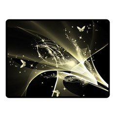 Awesome Glowing Lines With Beautiful Butterflies On Black Background Double Sided Fleece Blanket (small) 