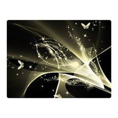 Awesome Glowing Lines With Beautiful Butterflies On Black Background Double Sided Flano Blanket (mini) 