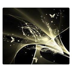 Awesome Glowing Lines With Beautiful Butterflies On Black Background Double Sided Flano Blanket (small) 