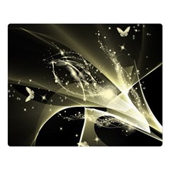 Awesome Glowing Lines With Beautiful Butterflies On Black Background Double Sided Flano Blanket (large) 