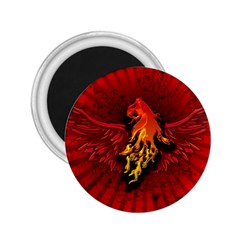 Lion With Flame And Wings In Yellow And Red 2 25  Magnets by FantasyWorld7