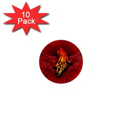 Lion With Flame And Wings In Yellow And Red 1  Mini Magnet (10 Pack) 