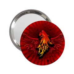 Lion With Flame And Wings In Yellow And Red 2 25  Handbag Mirrors by FantasyWorld7