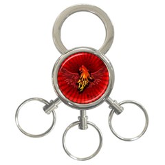 Lion With Flame And Wings In Yellow And Red 3-ring Key Chains