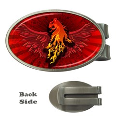 Lion With Flame And Wings In Yellow And Red Money Clips (oval)  by FantasyWorld7