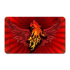 Lion With Flame And Wings In Yellow And Red Magnet (rectangular) by FantasyWorld7