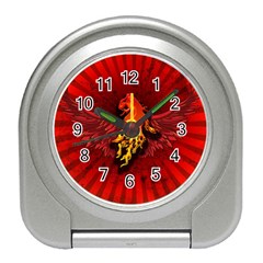 Lion With Flame And Wings In Yellow And Red Travel Alarm Clocks