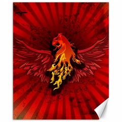 Lion With Flame And Wings In Yellow And Red Canvas 16  X 20  