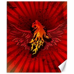 Lion With Flame And Wings In Yellow And Red Canvas 20  X 24   by FantasyWorld7