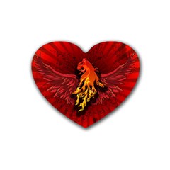 Lion With Flame And Wings In Yellow And Red Heart Coaster (4 Pack) 