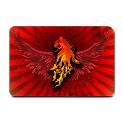 Lion With Flame And Wings In Yellow And Red Small Doormat 