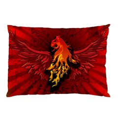 Lion With Flame And Wings In Yellow And Red Pillow Cases