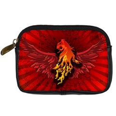 Lion With Flame And Wings In Yellow And Red Digital Camera Cases by FantasyWorld7