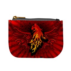 Lion With Flame And Wings In Yellow And Red Mini Coin Purses by FantasyWorld7