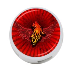 Lion With Flame And Wings In Yellow And Red 4-port Usb Hub (one Side)