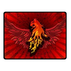 Lion With Flame And Wings In Yellow And Red Fleece Blanket (small)