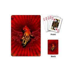 Lion With Flame And Wings In Yellow And Red Playing Cards (mini) 