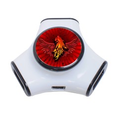 Lion With Flame And Wings In Yellow And Red 3-port Usb Hub