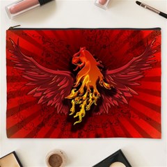 Lion With Flame And Wings In Yellow And Red Cosmetic Bag (xxxl) 