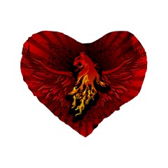 Lion With Flame And Wings In Yellow And Red Standard 16  Premium Heart Shape Cushions by FantasyWorld7