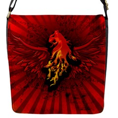 Lion With Flame And Wings In Yellow And Red Flap Messenger Bag (s)