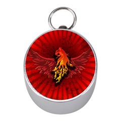 Lion With Flame And Wings In Yellow And Red Mini Silver Compasses