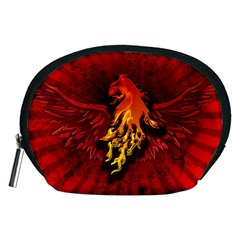 Lion With Flame And Wings In Yellow And Red Accessory Pouches (medium) 