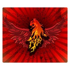 Lion With Flame And Wings In Yellow And Red Double Sided Flano Blanket (small) 