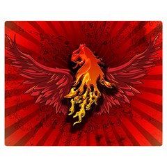 Lion With Flame And Wings In Yellow And Red Double Sided Flano Blanket (medium) 