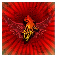 Lion With Flame And Wings In Yellow And Red Large Satin Scarf (square) by FantasyWorld7