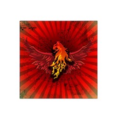 Lion With Flame And Wings In Yellow And Red Satin Bandana Scarf