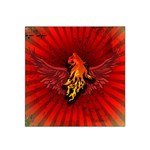 Lion With Flame And Wings In Yellow And Red Satin Bandana Scarf Front