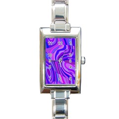 Retro Abstract Blue Pink Rectangle Italian Charm Watches