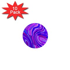 Retro Abstract Blue Pink 1  Mini Magnet (10 Pack) 