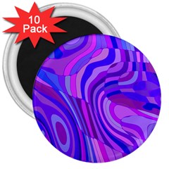 Retro Abstract Blue Pink 3  Magnets (10 Pack) 