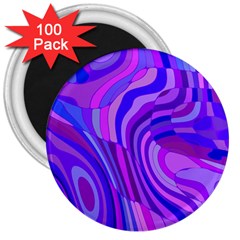 Retro Abstract Blue Pink 3  Magnets (100 Pack)