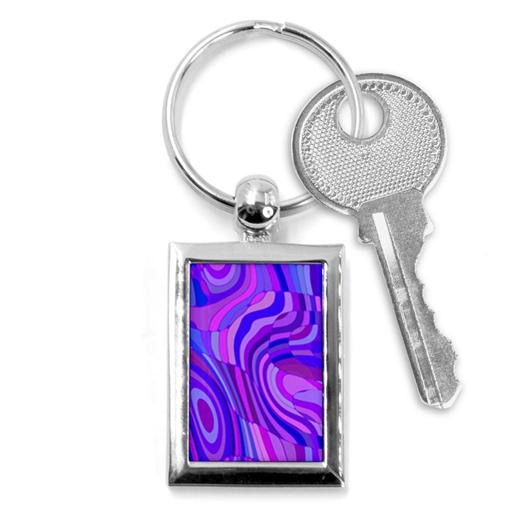 Retro Abstract Blue Pink Key Chains (Rectangle) 