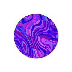 Retro Abstract Blue Pink Rubber Coaster (round) 