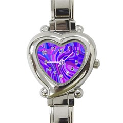 Retro Abstract Blue Pink Heart Italian Charm Watch by ImpressiveMoments