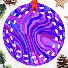 Retro Abstract Blue Pink Ornament (round Filigree) 