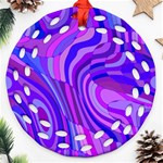 Retro Abstract Blue Pink Round Filigree Ornament (2Side) Front