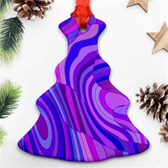 Retro Abstract Blue Pink Christmas Tree Ornament (2 Sides)