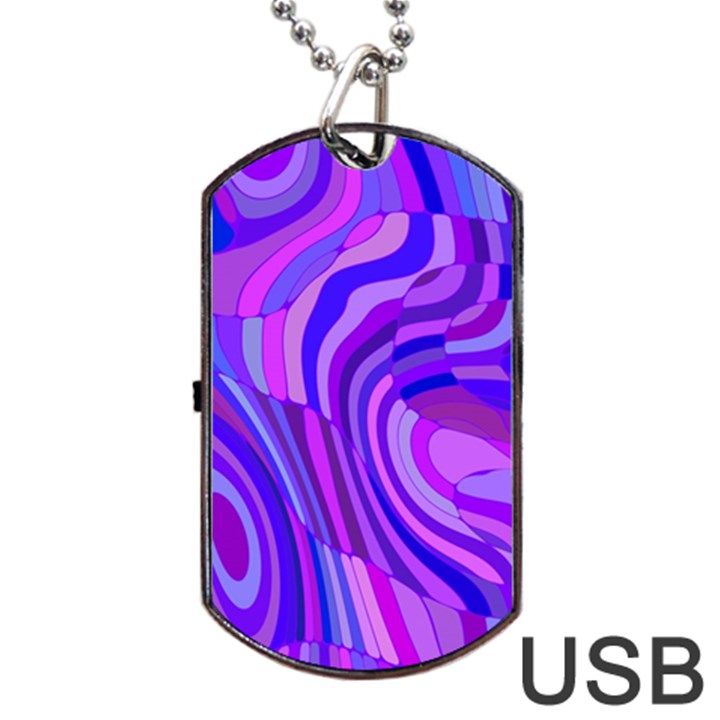 Retro Abstract Blue Pink Dog Tag USB Flash (Two Sides) 