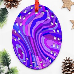 Retro Abstract Blue Pink Oval Filigree Ornament (2-side)  by ImpressiveMoments