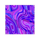 Retro Abstract Blue Pink Small Satin Scarf (Square)  Front