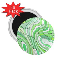 Retro Abstract Green 2 25  Magnets (10 Pack) 