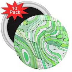 Retro Abstract Green 3  Magnets (10 Pack) 