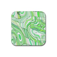 Retro Abstract Green Rubber Coaster (square) 