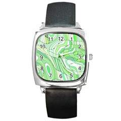 Retro Abstract Green Square Metal Watches