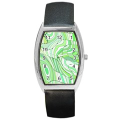 Retro Abstract Green Barrel Metal Watches